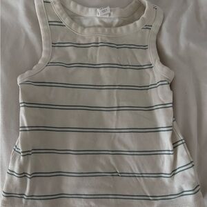 Colored Organics White and Blue Striped Tank Top